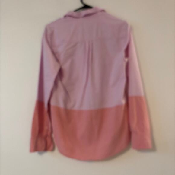 J.Crew Boy Shirt Women’s 6 Pink Colorblock Long Sleeve 100% Cotton Button Front - Picture 5 of 6
